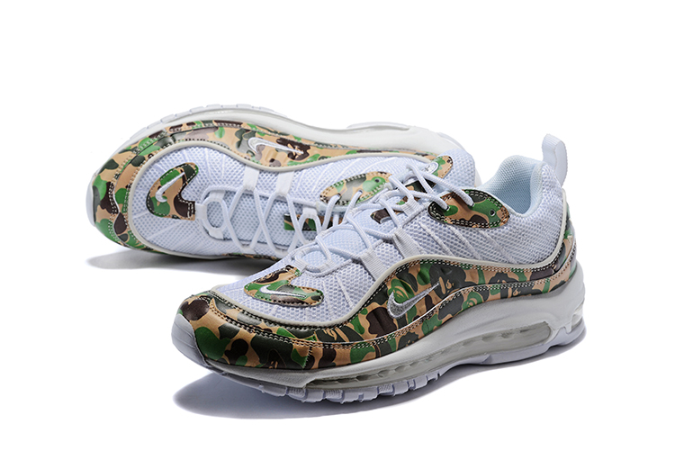 Women Nike Air Max 98 Knit White Army Green Shoes - Click Image to Close